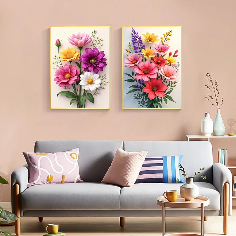 Large Size Bouquet Diamond Painting Kit Flower Diamond Mosaic Embroidery Cross Stitch Kit Art DIY Home Decor Gift