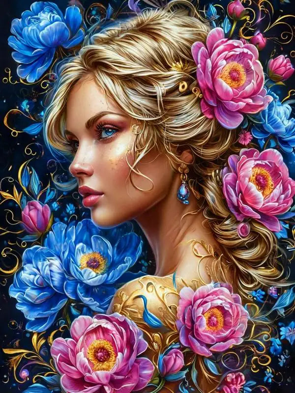Diy Diamond Painting Kits New Collection Flower Woman Full Mosaic Art Rhinestone Embroidery Beautiful Girl Picture Wall Decor