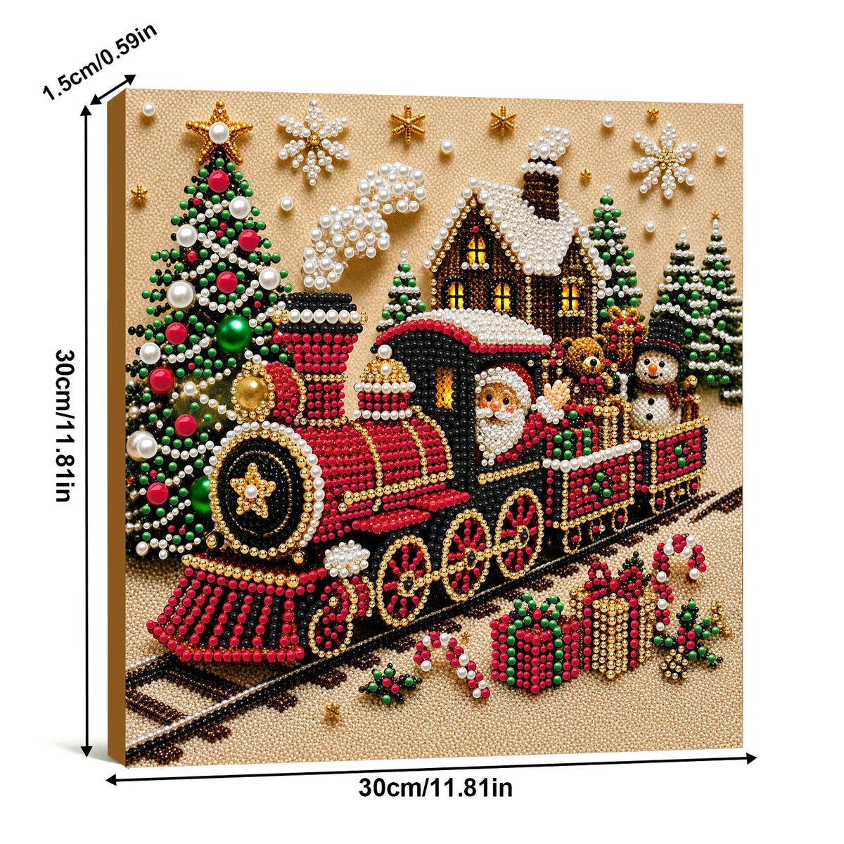 Christmas Pearl Diamond Painting Art Kit With Frame DIY Gemstone Diamond Dots Beads Craft Set Home Wall Art Decor Handmade Gift