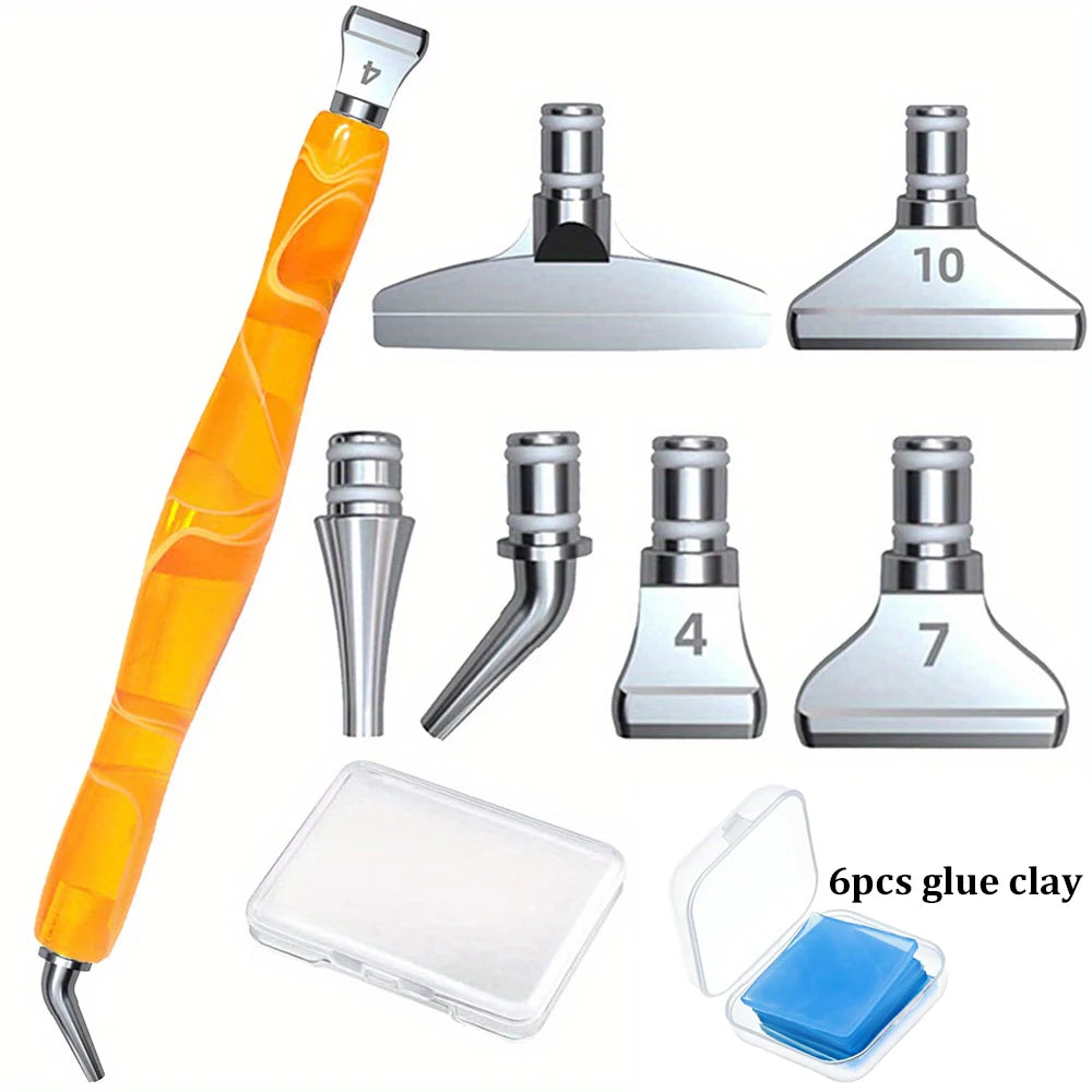 Diamond Painting Pen Accessories Tools Set Exquisite Stainless Steel Metal Pen Tips Ergonomic Art Drill 6 Painting Glue Clay DIY