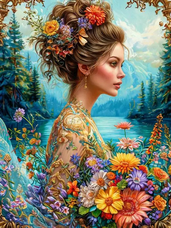 Diy Diamond Painting Kits New Collection Flower Woman Full Mosaic Art Rhinestone Embroidery Beautiful Girl Picture Wall Decor