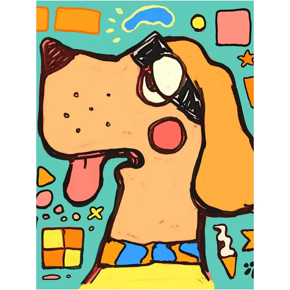 Diy Diamond Painting Kits Funny Dog Square Diamond Embroidery Animal Cross Stitch Crystal Diamond Art Home Decor ﻿
