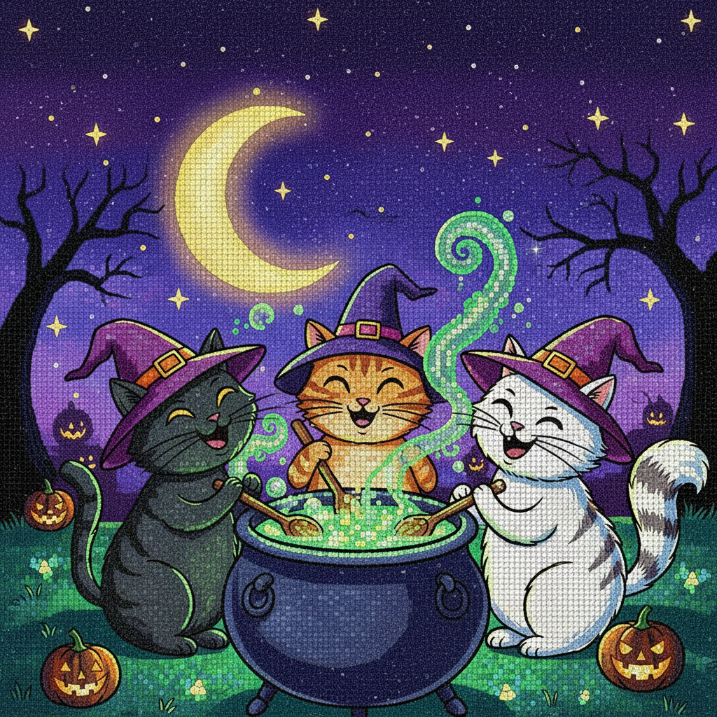 Cauldron cats coven- Diamond Art Kit