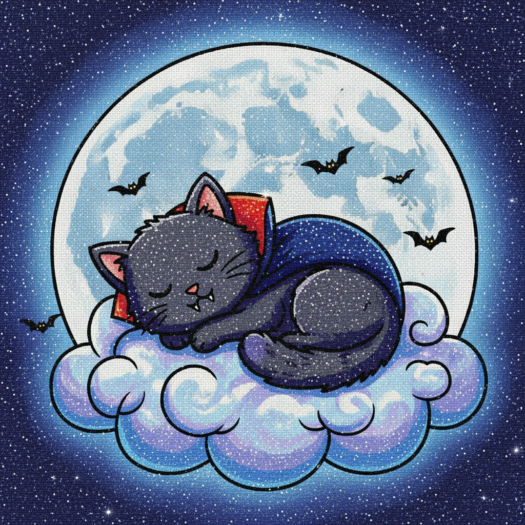 Vampurr's Moon Nap - Diamond Painting Kit